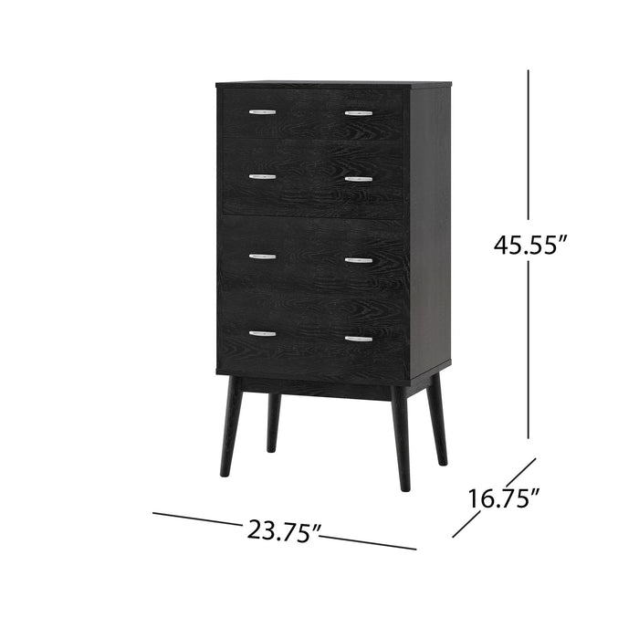 Wilbur - Faux Wood And Rubberwood 4 Drawer Dresser - Black