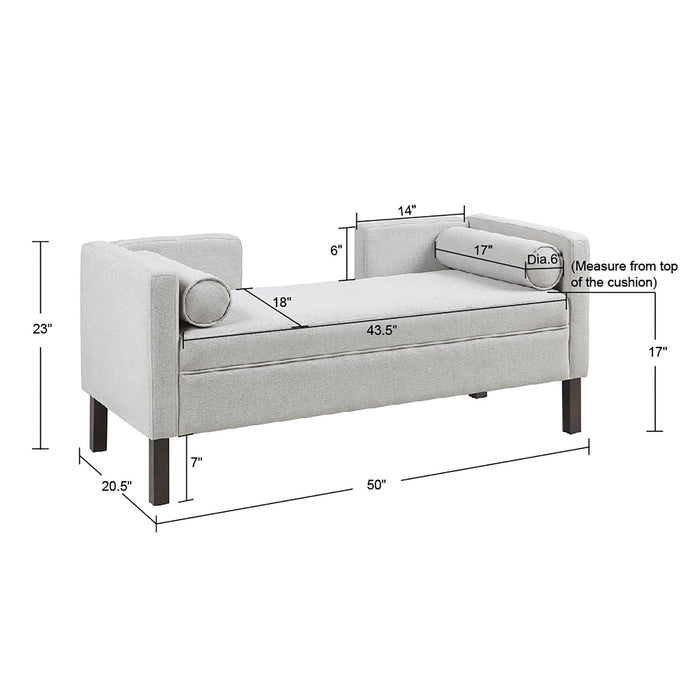 Upholstered Accent Bench With Open Back - Gray