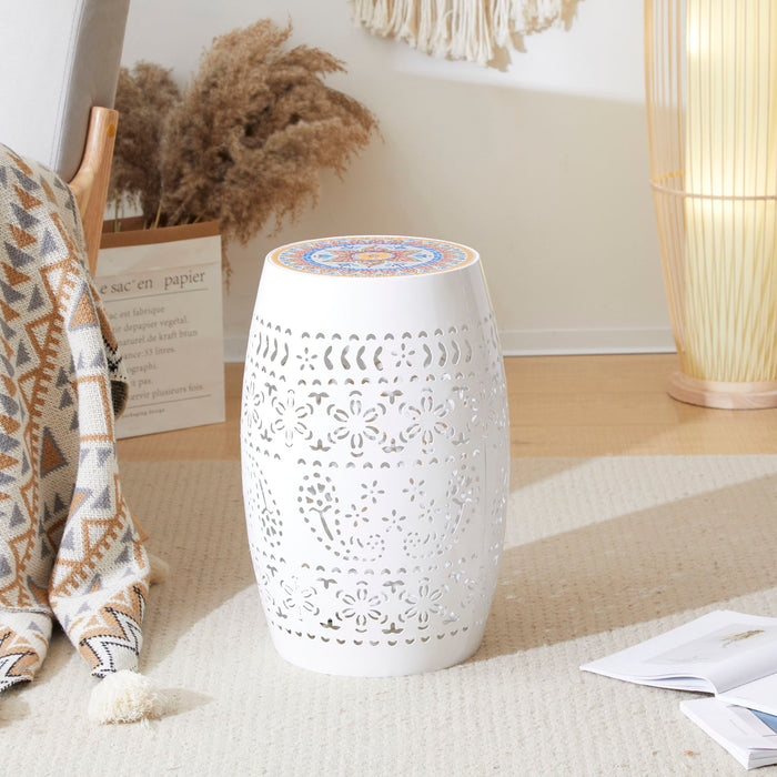 Ruby - Boho Mosaic Side Table With Ceramic Tile Top