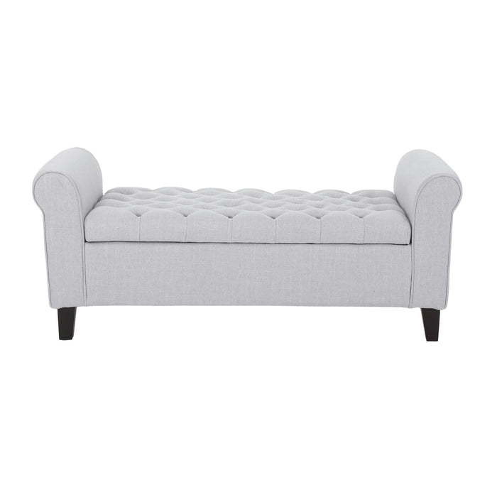 Hayes - Contemporary Armed Storage Bench With Button Tufting And Rolled Arms