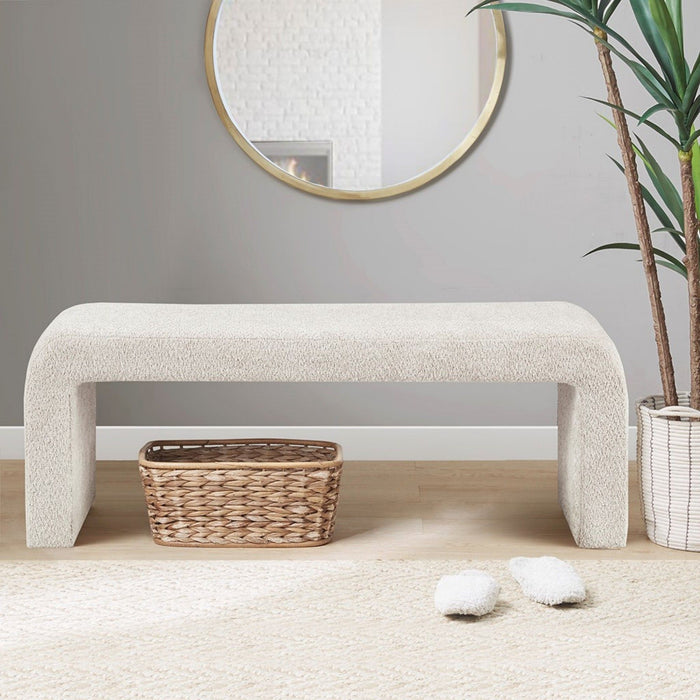 Modern Contemporary Boucle Waterfall Bench