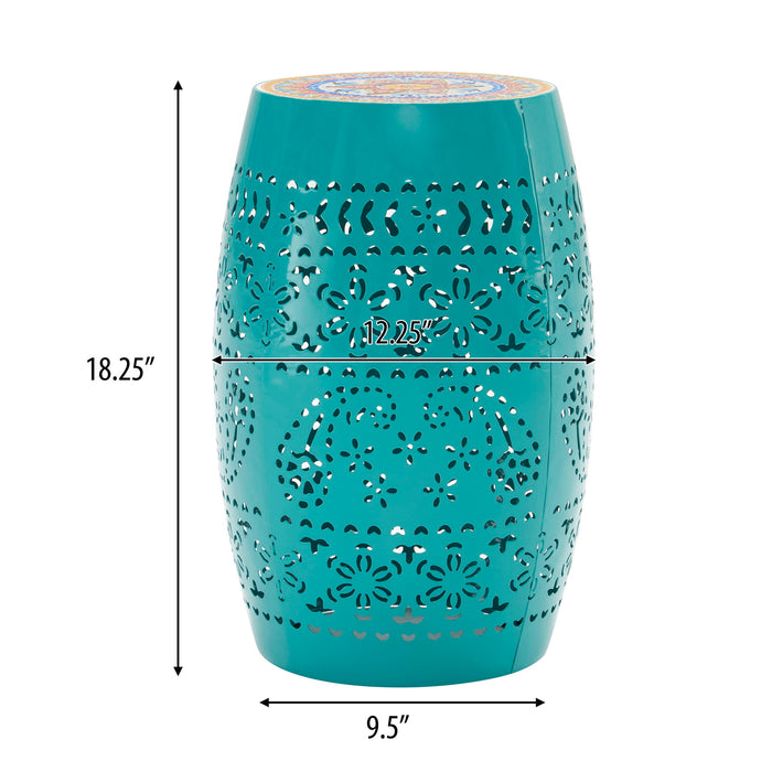 Ruby - Boho Mosaic Side Table With Ceramic Tile Top