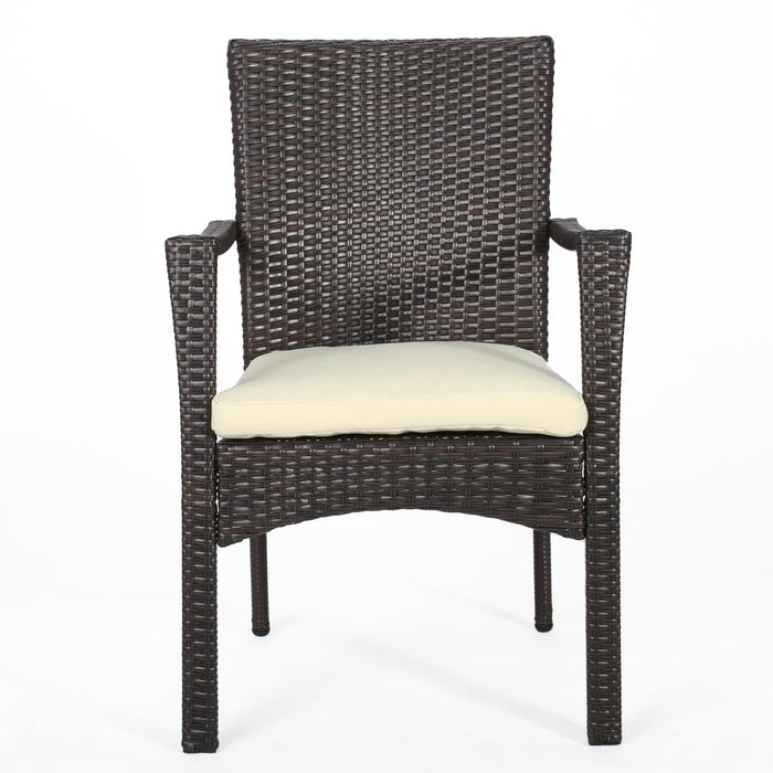 3 Piece Bistro Set With Water Resistant Cushions And 2 Chairs - Brown Multi