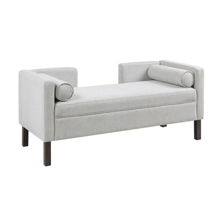 Upholstered Accent Bench With Open Back - Gray
