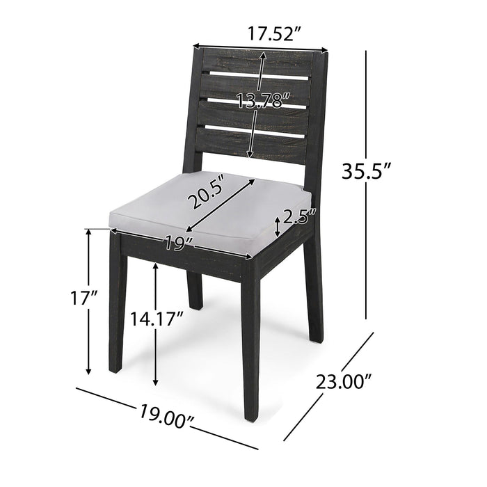 Patio Armless Dining Chair With Laid Back Slat Panel Design - Light Gray