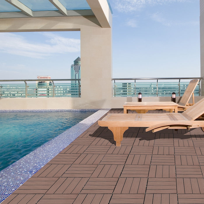 Wood Plastic Composite Deck Tiles, Sustainable Composite Decking Resist Rust, Water, Weather, Easy To Diy & Maintain
