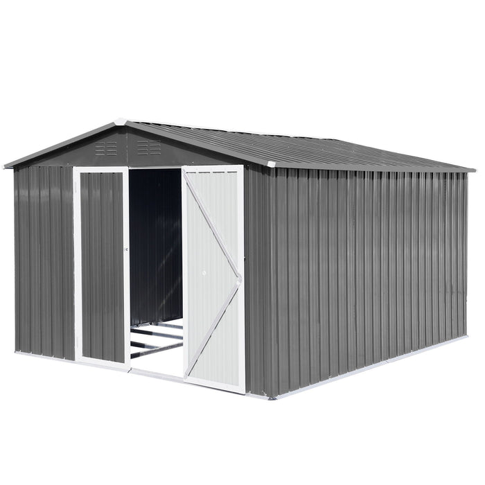 10' x 8' Garden Sheds Outdoor Storage Sheds - Gray