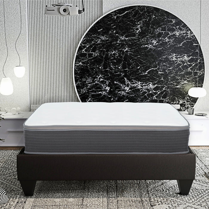 10" Full Size Hybrid Mattress In A Box, Gel Memory Foam Mattress Top With Pocket Coil Base - Gray / White