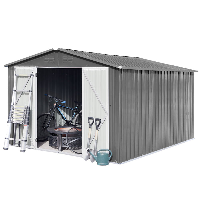 10' x 8' Garden Sheds Outdoor Storage Sheds - Gray