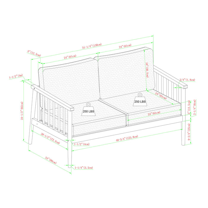 Contemporary Cushioned Patio Triple Lounge