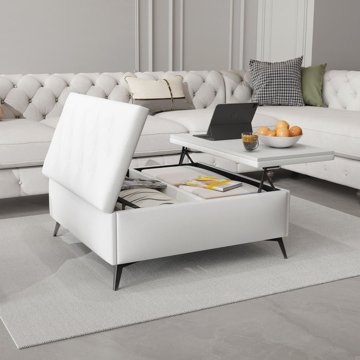 Modern Square Storage Ottoman Coffee Table With Lift-Top Design