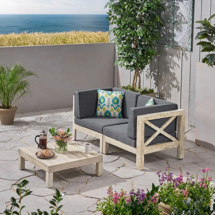 Brava - X Back 2 Seater Sectional Loveseat With Coffee Table