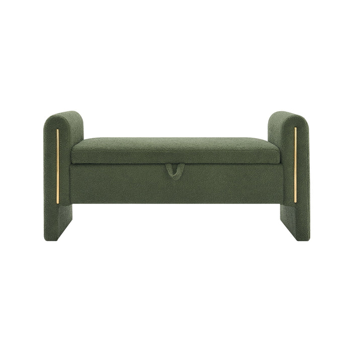 Modern Teddy Upholstered Large Bed End Bench With Arms And Storage