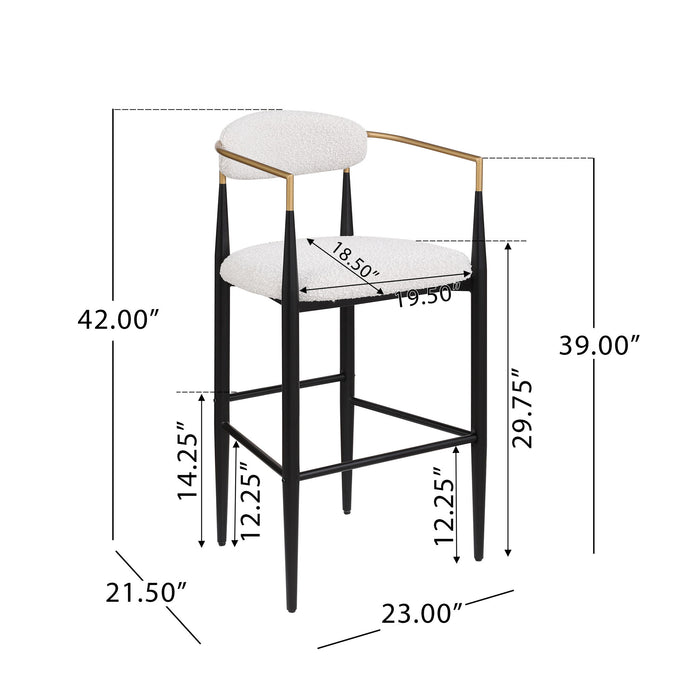 Barstools (Set of 2), Counter Height Upholstered Bar Stools With Backs And Iron Legs For Kitchen Island - Beige