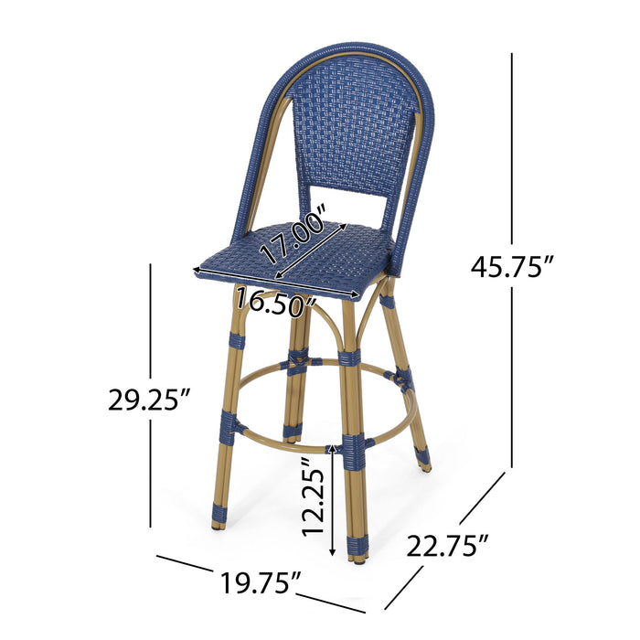 Outdoor Rattan And Aluminum French Barstools (Set of 2)