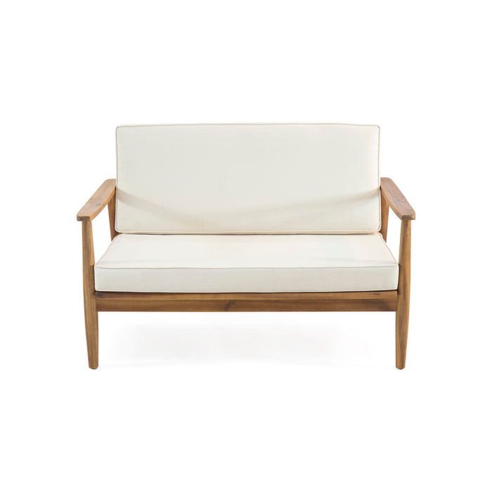 2 Piece Patio Set With Slatted Back Loveseat And Coffee Table - Teak