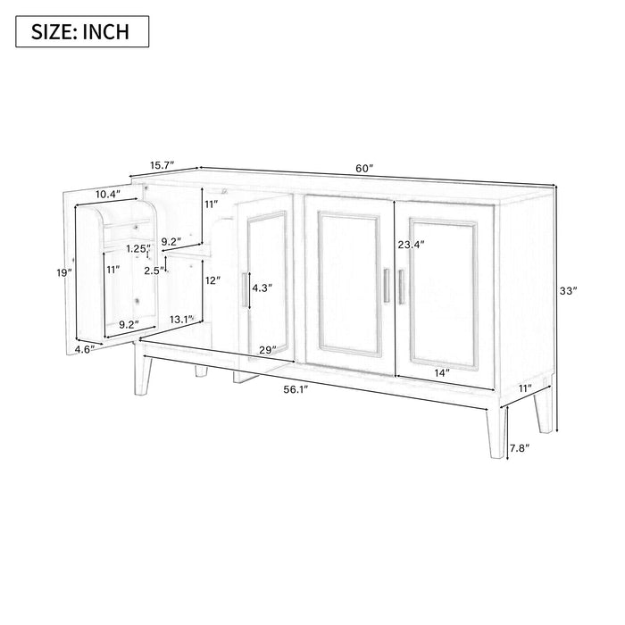 4 Door Sideboard Storage Cabinet With Door Shelf