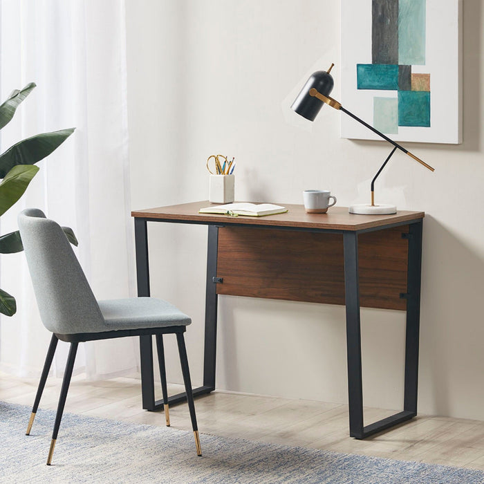 Computer Desk With Metal Legs - Dark Coffee