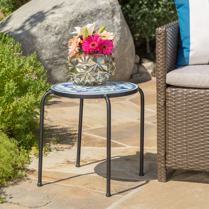 Skye - End Table - White / Blue