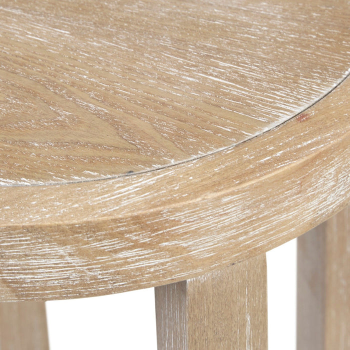Accent Table Round Rustic Ash Veneer Reclaimed Wheat - Natural