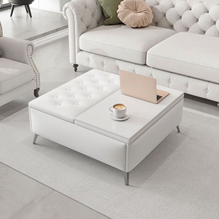 Modern Square Storage Ottoman Coffee Table With Lift-Top Design
