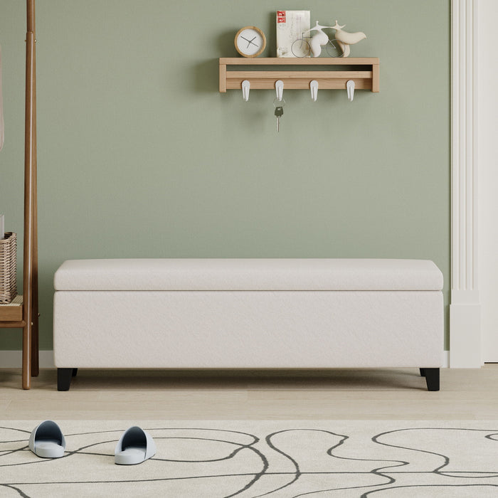 Storage Ottoman For Living Room, Bedroom - White