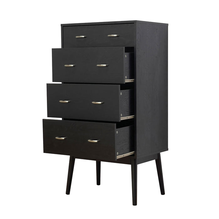 Wilbur - Faux Wood And Rubberwood 4 Drawer Dresser - Black