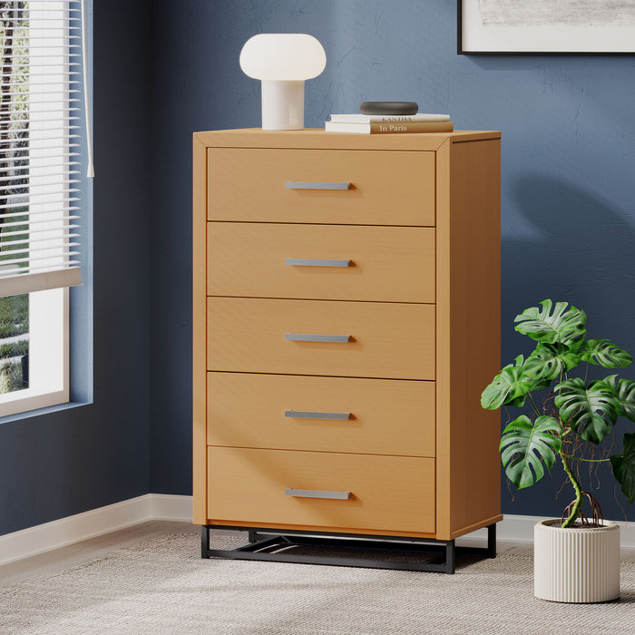 Glimmering Chest With 5 Drawers And Iron Base - Maple / Black