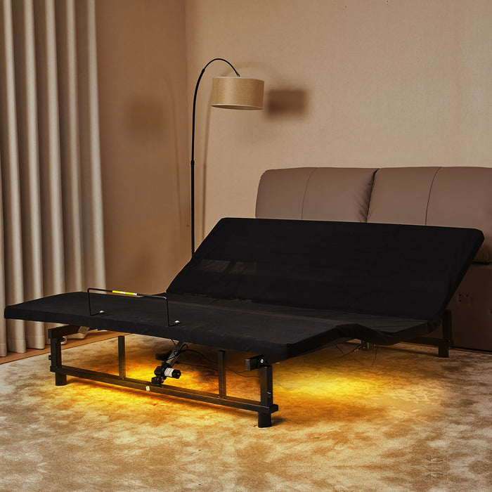 Adjustable Bed Base Frame Queen With Head And Foot Incline Wireless Remote - Antique Black