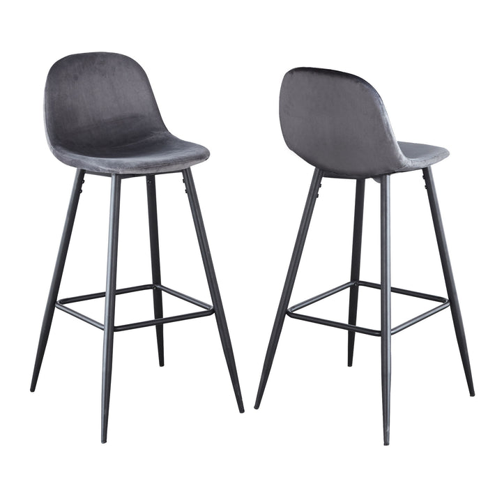 Velvet Barstool With Back (Set of 2)