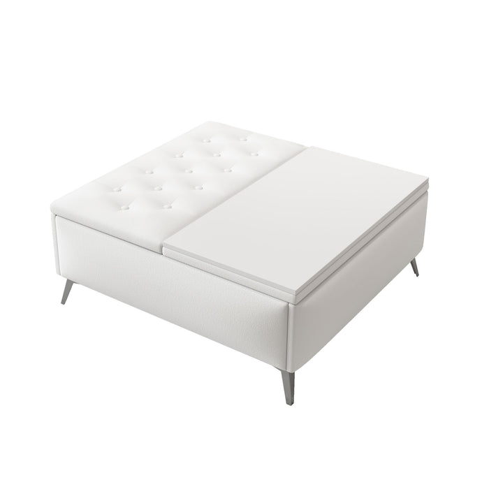 Modern Square Storage Ottoman Coffee Table With Lift-Top Design
