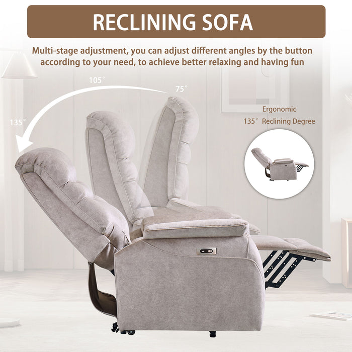 Comfortable Electric Lift Chair, Made Of High Grade Leather, Provides Full Body Support And Convenient Remote Control Operation, Making It An Ideal Choice For The Elderly And Those With Limited Mobili - Light Gray