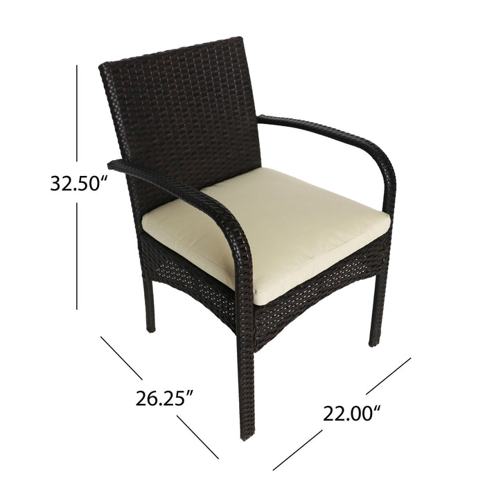 Outdoor Wicker Bistro Set With 2 Chairs - Brown Multi