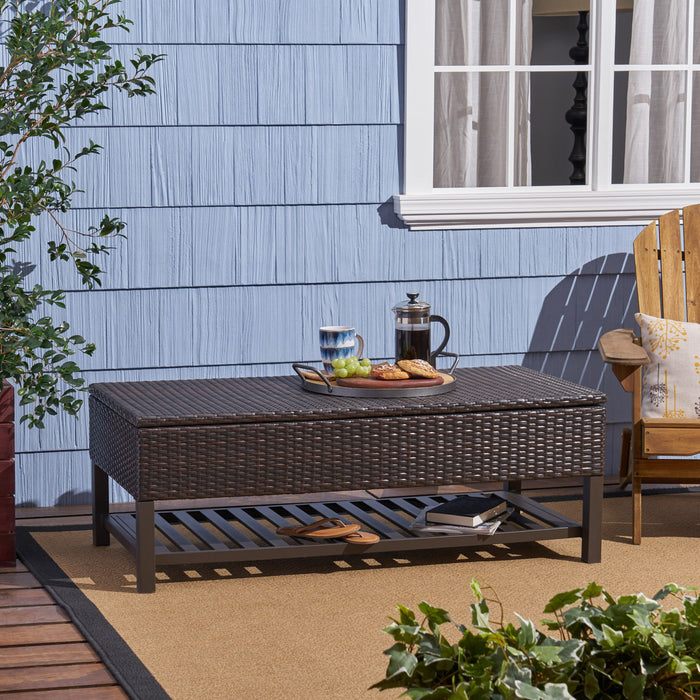 Regent - Storage Bench With Metal Rack - Brown Multi