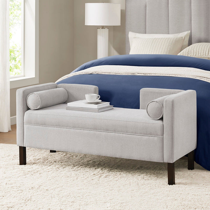 Upholstered Accent Bench With Open Back - Gray