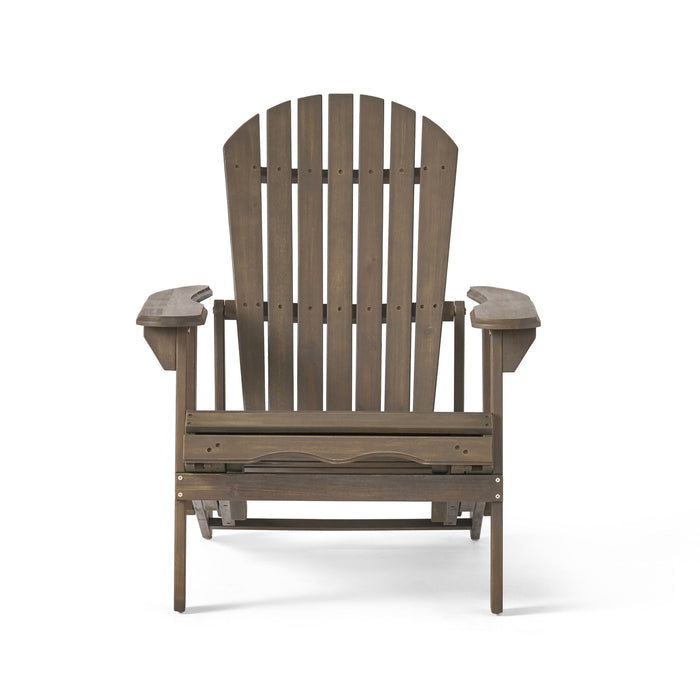 Malibu - Rustic Style Reclining Adirondack Chair With Footrest - Gray