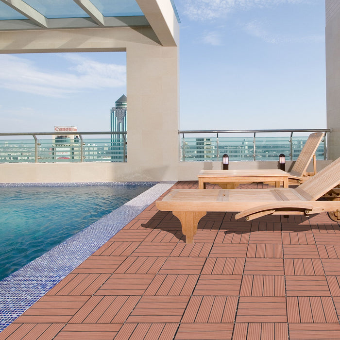 Wood Plastic Composite Deck Tiles, Sustainable Composite Decking Resist Rust, Water, Weather, Easy To Diy & Maintain